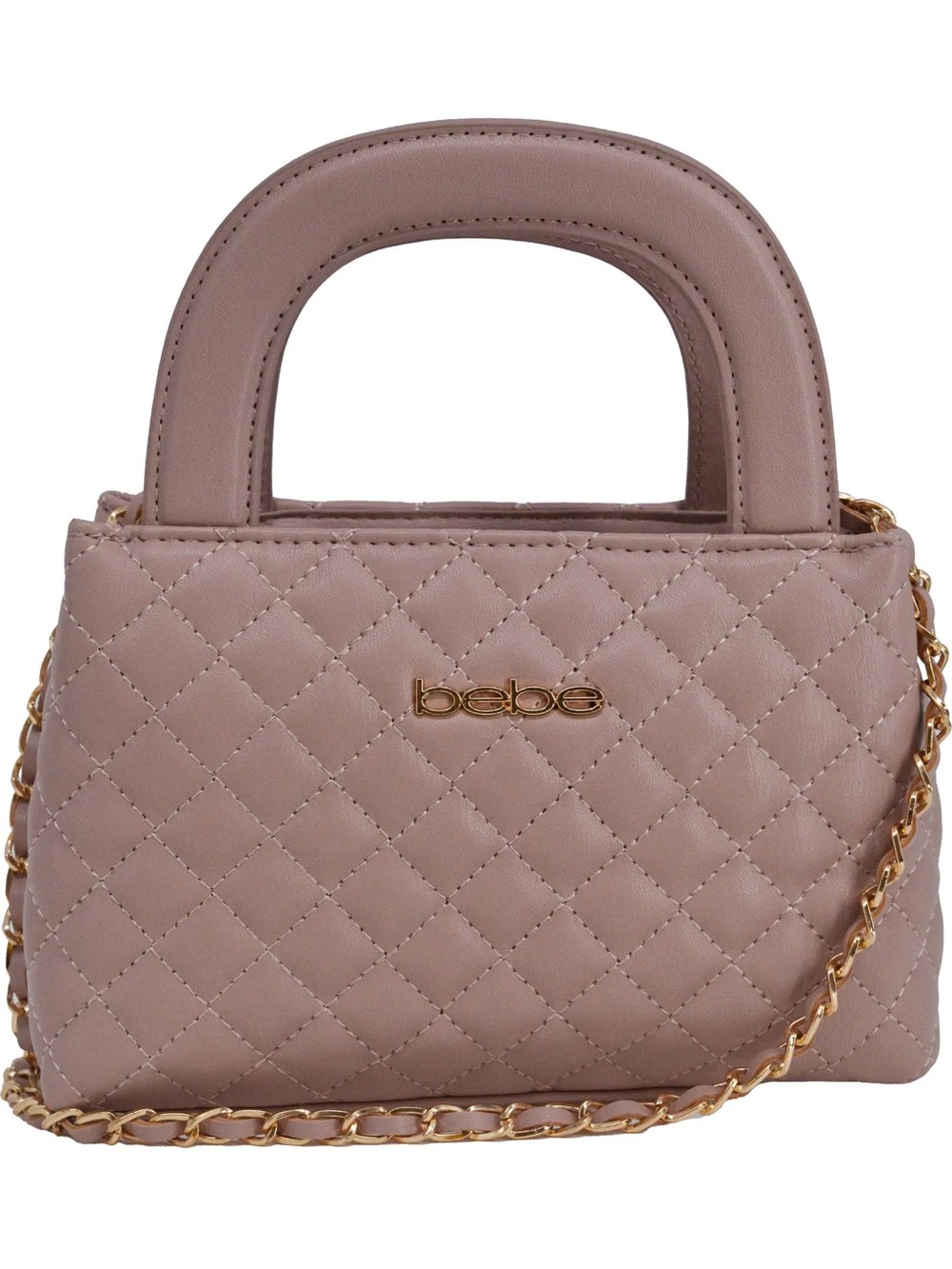 Bebe mini Sophie Satchel Bag. Quilted Top-Handle Mini Bag in Mauve